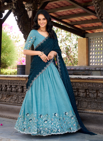Amazing Blue designer festive wear lehenga choli with sequin embroidery work